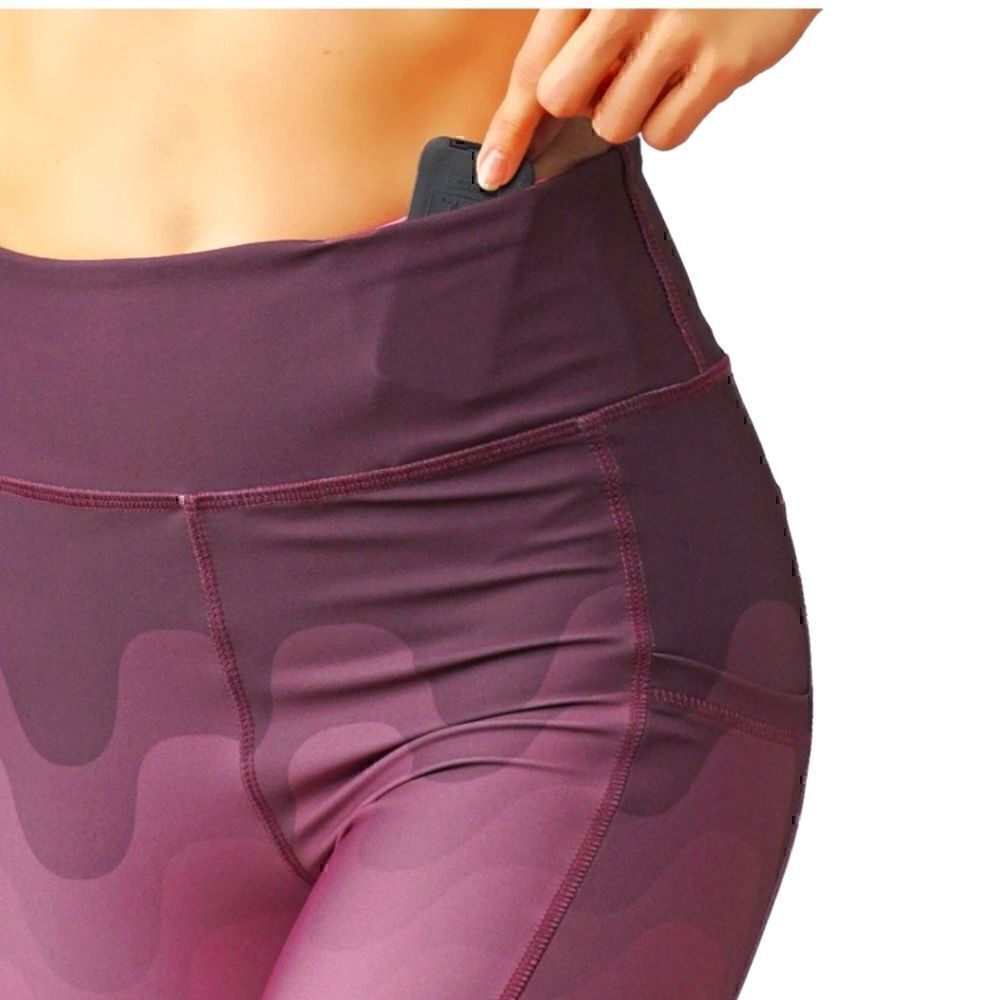 🔟CodeFit Top Trend Unique Wave Ombre Pattern. PINK/PURPLE Size L. Tummy control - Picture 6 of 12